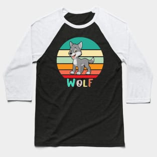 Vintage Retro Wolf Baseball T-Shirt